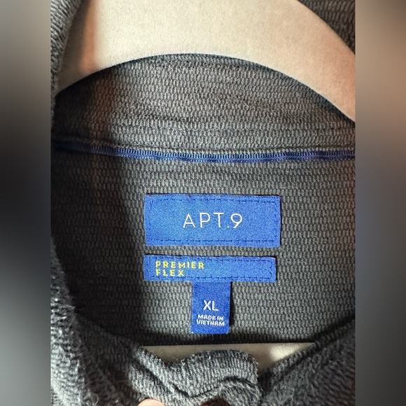 APT.9 Premier Flex Button-Down Shirt Men’s XL Gray Long Sleeve - Picture 4 of 6